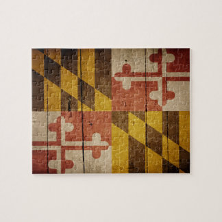 Rugged Wood Maryland Flag Puzzle