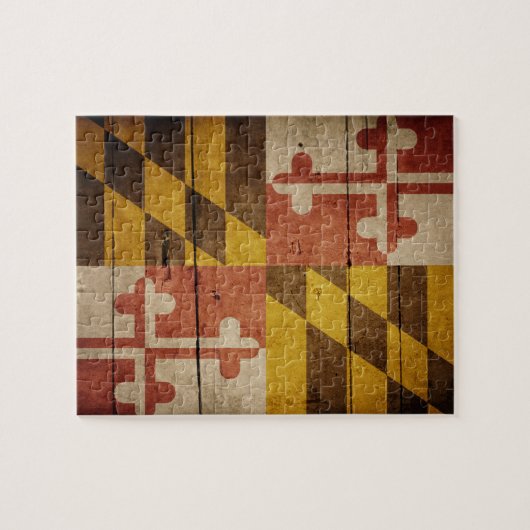 Rugged Wood Maryland Flag Puzzle (Horizontal)