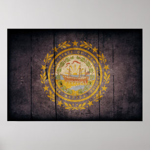 Rugged Wood New Hampshire Flag Poster