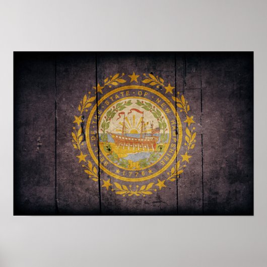 Rugged Wood New Hampshire Flag Poster (Vorne)