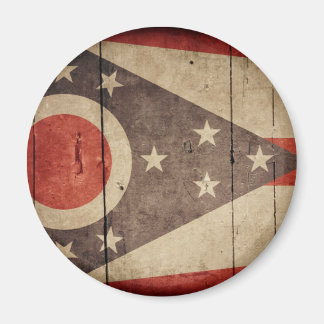 Rugged Wood Ohio Flag Magnet