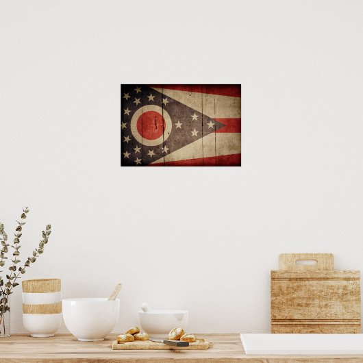 Rugged Wood Ohio Flag Poster (Küche)