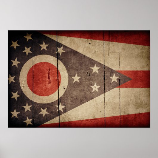 Rugged Wood Ohio Flag Poster (Vorne)
