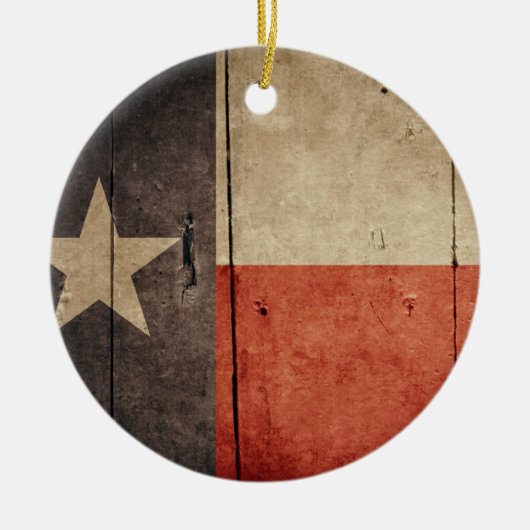 Rugged Wood Texas Flag Keramikornament (Vorne)