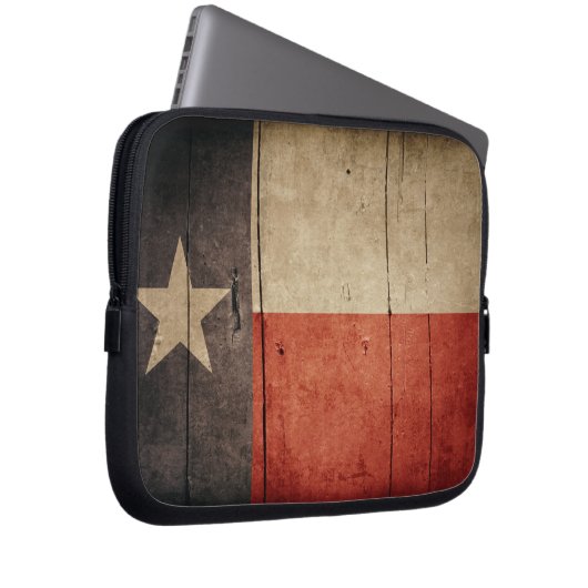 Rugged Wood Texas Flag Laptopschutzhülle (Vorne Rechts)