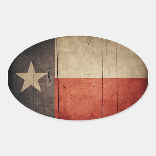 Rugged Wood Texas Flag Ovaler Aufkleber (Vorderseite)