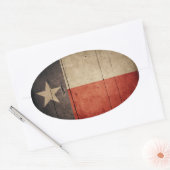 Rugged Wood Texas Flag Ovaler Aufkleber (Umschlag)