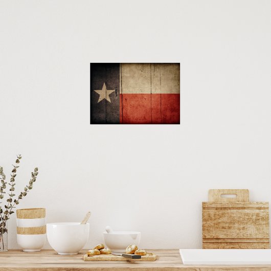 Rugged Wood Texas Flag Poster (Küche)