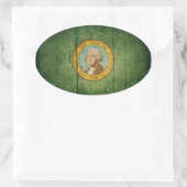Rugged Wood Washington Flag Ovaler Aufkleber (Tasche)