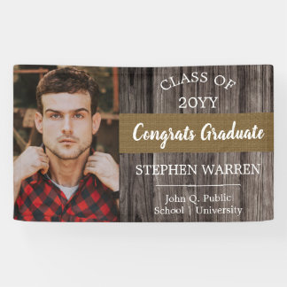 Rugged Woodsy Foto Abschluss Glückwunsch Graduate Banner