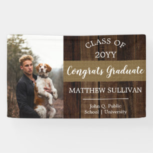 Rugged Woodsy Foto Abschluss Glückwunsch Graduate Banner