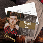 Rugged Woodsy Foto Graduation Party Postcard Postkarte