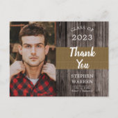 Rugged Woodsy Foto Graduation Party Postcard Postkarte (Vorderseite)