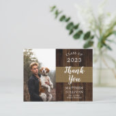 Rugged Woodsy Foto Graduation Party Postkarte (Stehend Vorderseite)