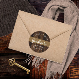 Rugged Woodsy Graduate Class of 2023 | Name Runder Aufkleber