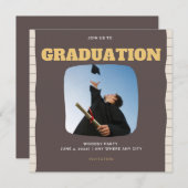 Rugged Woodsy Photo Graduation Party Einladung (Vorne/Hinten)