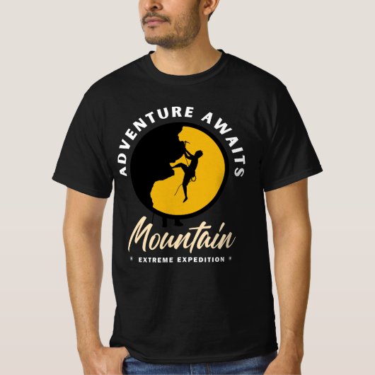 Rugged Yellow Black Rock Climbing T-Shirt (Vorderseite)