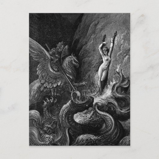 Ruggiero Rettung Angelica durch Gustave Doré Postkarte (Vorderseite)