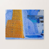 Rugs auf einer blauen Mauer Puzzle (Horizontal)