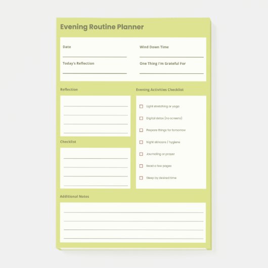Ruhe-Abendroutine-Planer Post-it Klebezettel (Vorderseite)