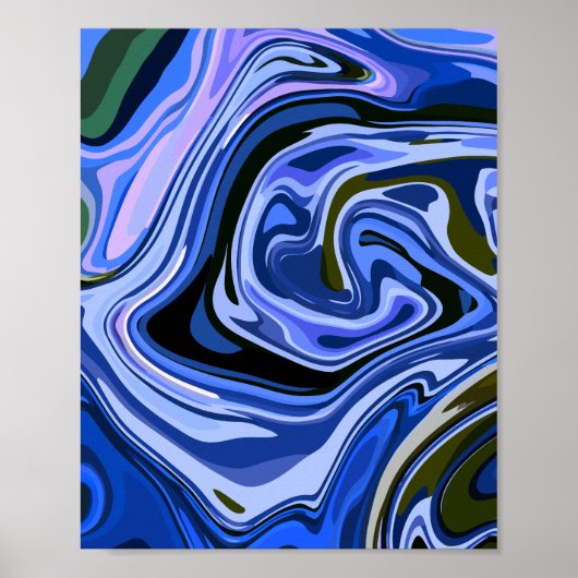 Ruhe Abstrakte Fluid Art mit Coolen Tonen Poster (Vorne)
