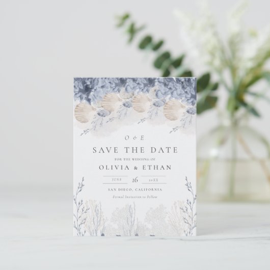 Ruhe am Meer Hochzeit retten Datum Save The Date (Stehend Vorderseite)