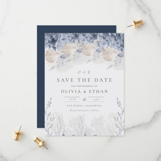 Ruhe am Meer Hochzeit retten Datum Save The Date (Vorderseite/Rückseite Beispiel)