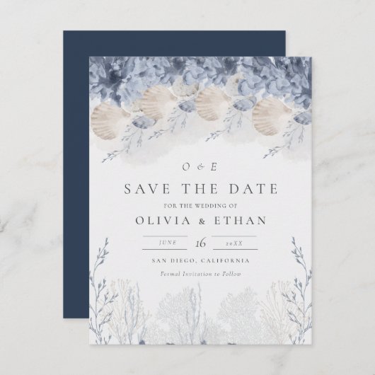 Ruhe am Meer Hochzeit retten Datum Save The Date (Vorne/Hinten)