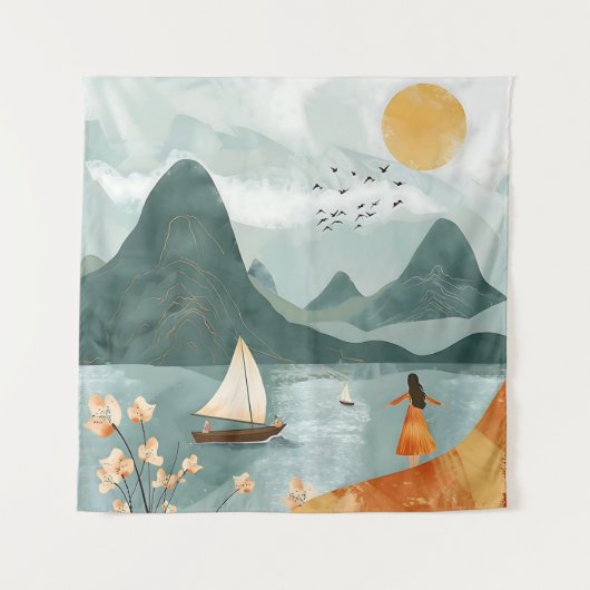 Ruhe am Meer Wandteppich (Vorderseite)