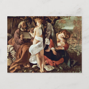 Ruhe auf der Flucht nach Ägypten von Michelangelo Postkarte