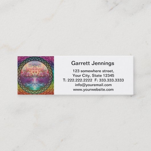 Ruhe-Baum des Lebens in den Regenbogen-Farben Mini Visitenkarte (Vorderseite)