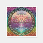 Ruhe Baum des Lebens in Regenbogenfarben Serviette (Vorderseite)