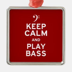 Ruhe behalt und Bass spielen Silbernes Ornament