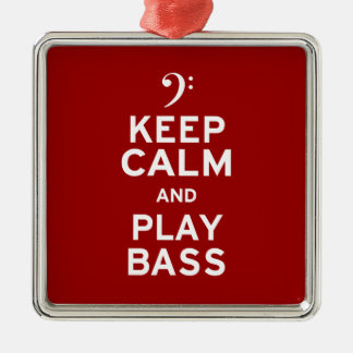 Ruhe behalt und Bass spielen Silbernes Ornament