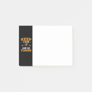 Ruhe behalt und gehen Fischen nach der Fangmeldung Post-it Klebezettel