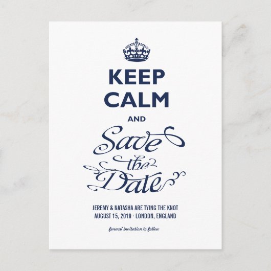 Ruhe behalt und Save the Date locker Script Funny Ankündigungspostkarte (Vorderseite)