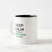 Ruhe behalten habe ich dafür eine Tabelle - Spread Zweifarbige Tasse (Vorderseite Links)