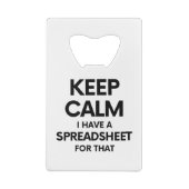 Ruhe behalten habe ich eine Tabellenkalkulation da Geldbeutel Flaschenöffner (Rückseite)