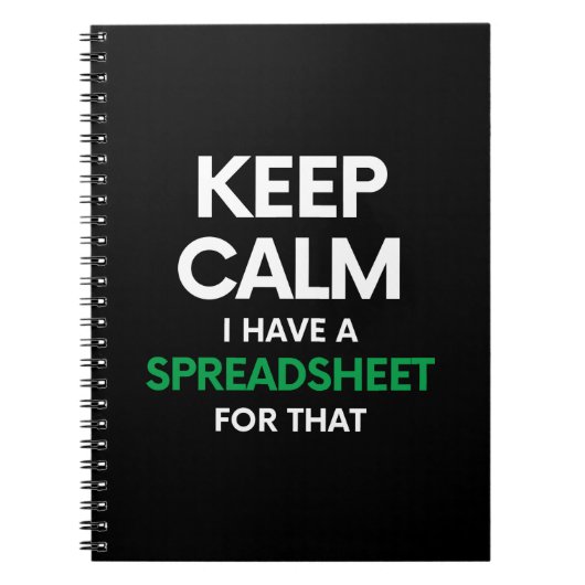 Ruhe behalten habe ich eine Tabellenkalkulation da Notizblock (Vorderseite)