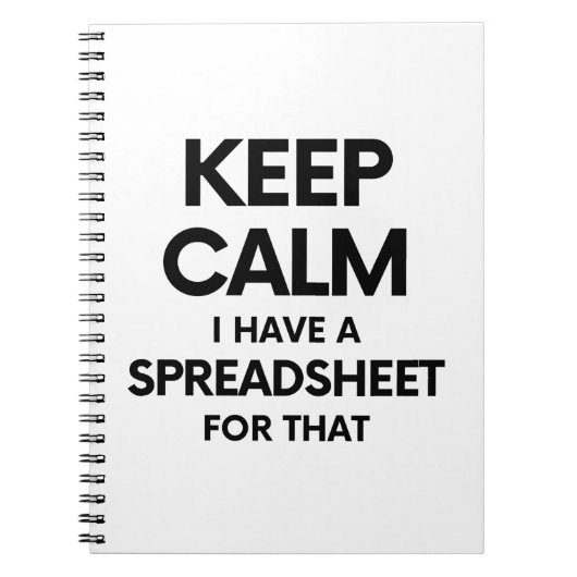 Ruhe behalten habe ich eine Tabellenkalkulation da Notizblock (Vorderseite)