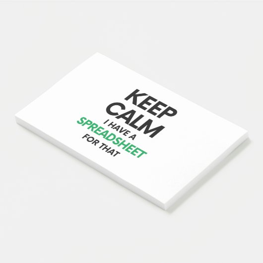 Ruhe behalten habe ich eine Tabellenkalkulation da Post-it Klebezettel (angewinkelt)