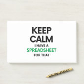 Ruhe behalten habe ich eine Tabellenkalkulation da Post-it Klebezettel (Auf Schreibtisch)