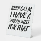 Ruhe behalten Ich habe dafür eine Tabelle Sockelschild (Vorderseite)