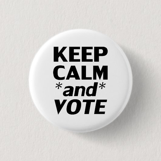 "Ruhe behalten und abstimmen" schwarz, weiß - Button (Vorderseite)