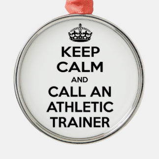 Ruhe behalten und Athletiktrainer anrufen Silbernes Ornament