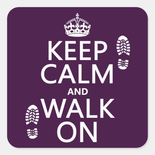 Ruhe behalten und auf laufen (Hintergrundfarbe) Quadratischer Aufkleber (Vorderseite)