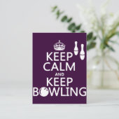 Ruhe behalten und Bowling Behalten - alle Farben Postkarte (Stehend Vorderseite)