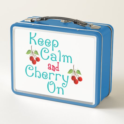 Ruhe behalten und Cherry auf Metall Brotdose (Rückseite)