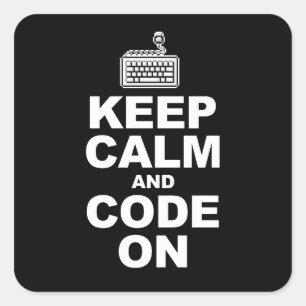 Ruhe behalten und Code auf Quadratischer Aufkleber