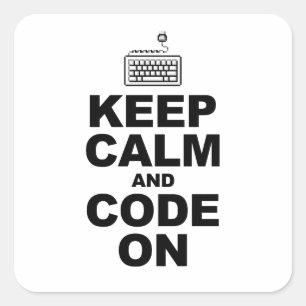 Ruhe behalten und Code auf Quadratischer Aufkleber